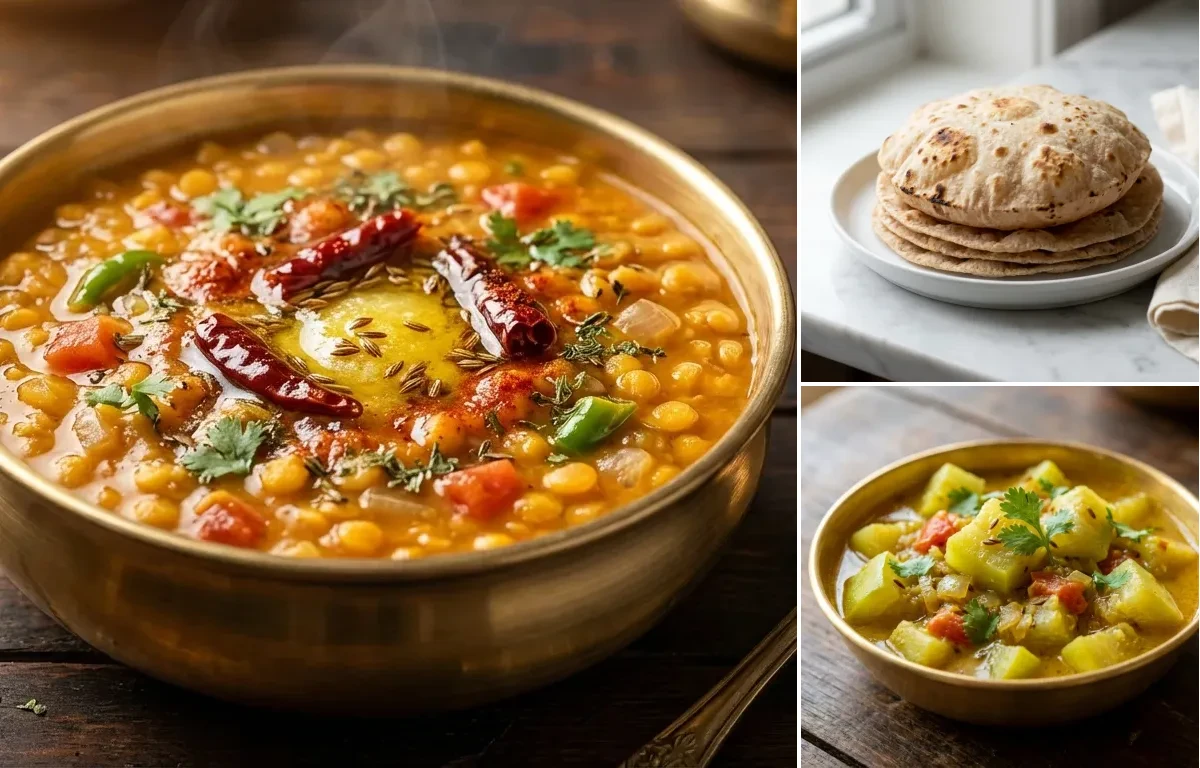 Chana Dal with Whole-Wheat Phulka with Lauki Sabzi