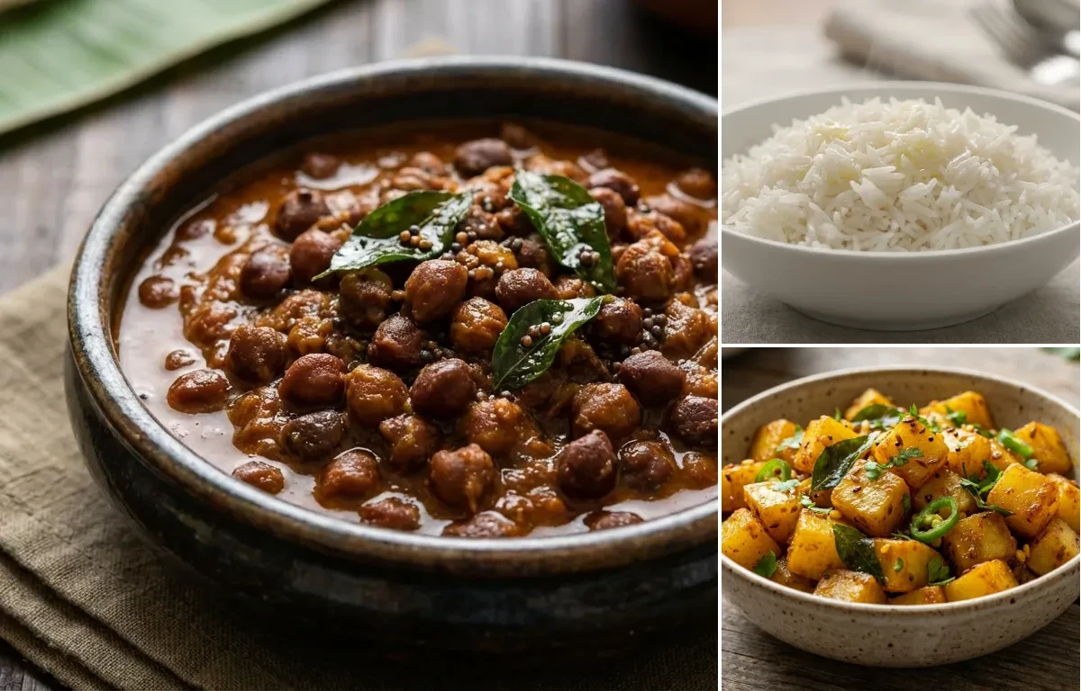 Chana Gashi with Steamed Basmati Rice and Batate Talasan