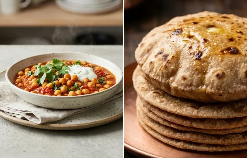 Chana Masala with Whole Wheat Roti