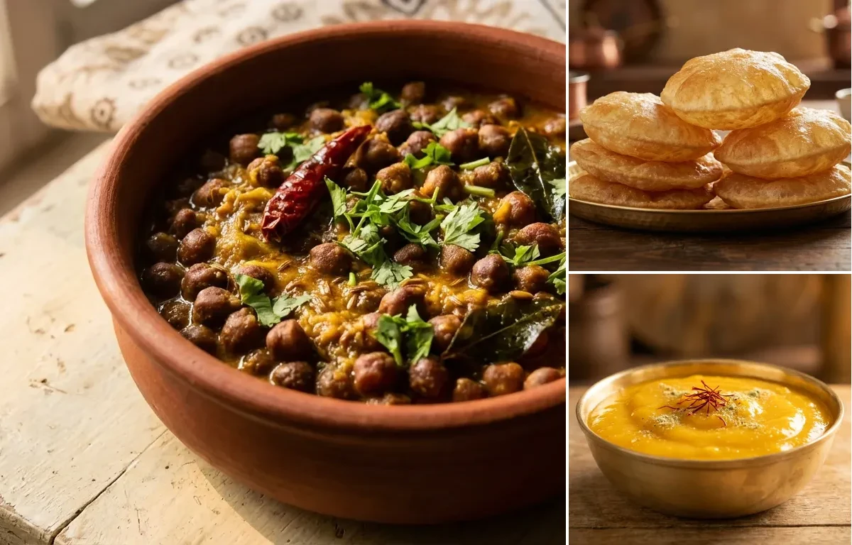 Chane Jaiselmeri with Puri and Aamras