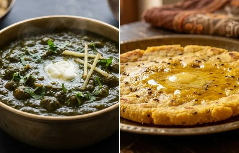 Chane ka Saag with Makki ki Roti