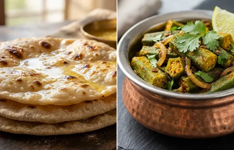 Chapati with Bhendi Fry