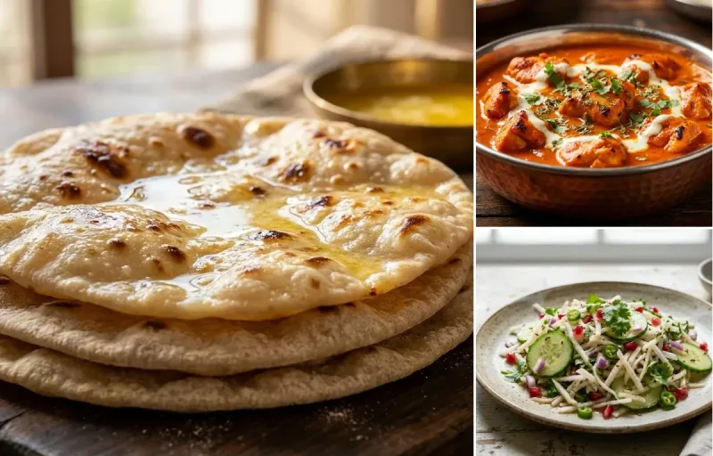 Chapati with Chicken Tikka Masala, Toor Dal Tadka, Plain Yogurt Cup and Mooli Cucumber Salad