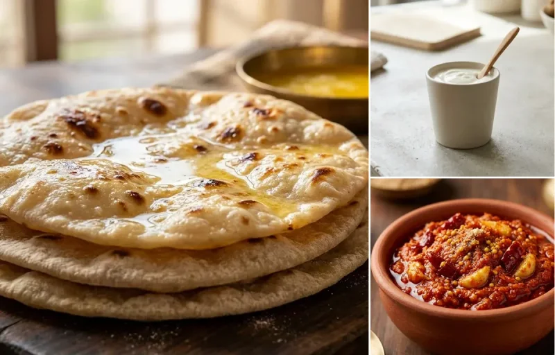 Chapati with Plain Yogurt Cup, Two Boiled Eggs, Banana With Peanut Butter Indian Style and Garlic Chutney