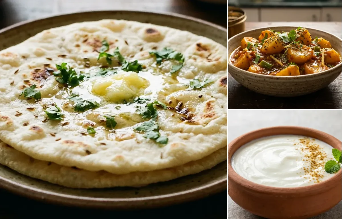 Chawal ki Roti with Aloo Tamatar Sabzi and Dahi