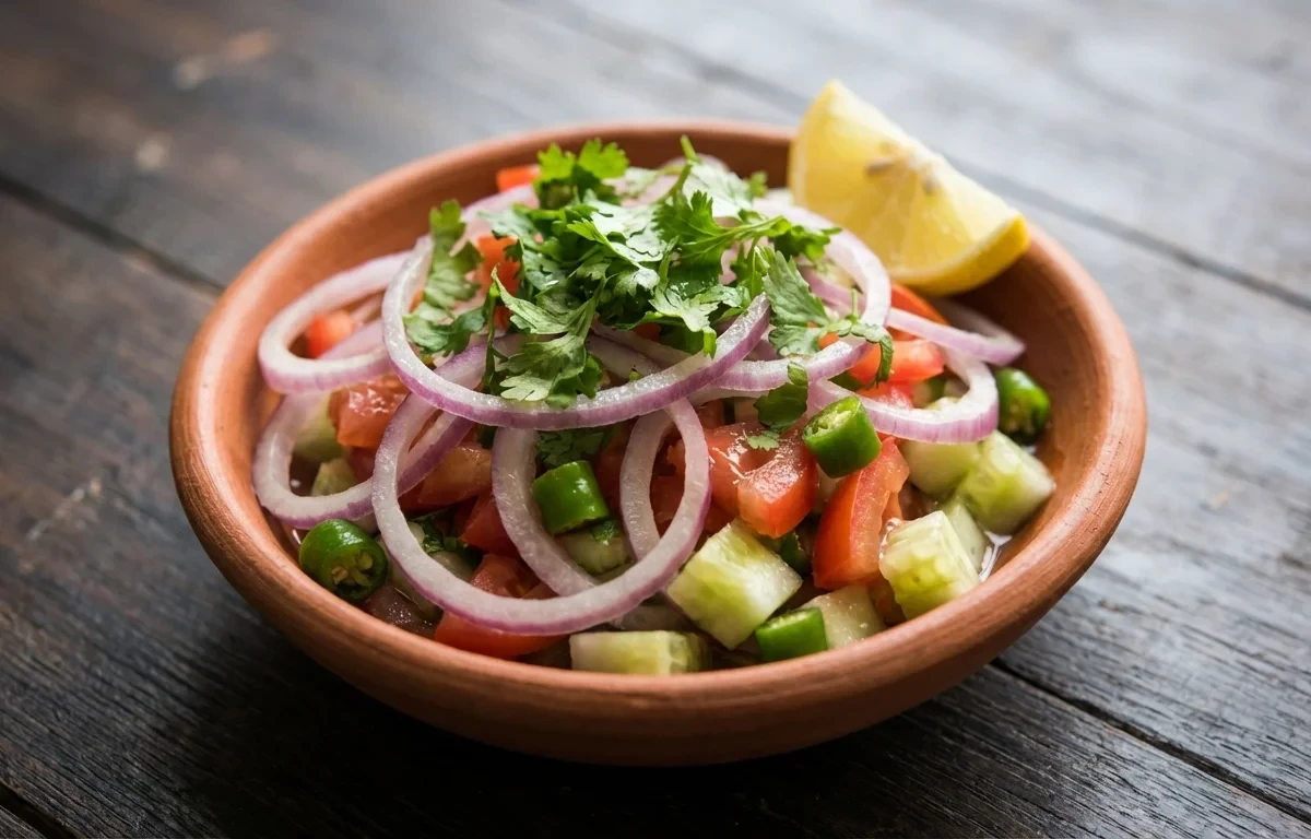 Cheese and Onion Pie with Onion Tomato Salad