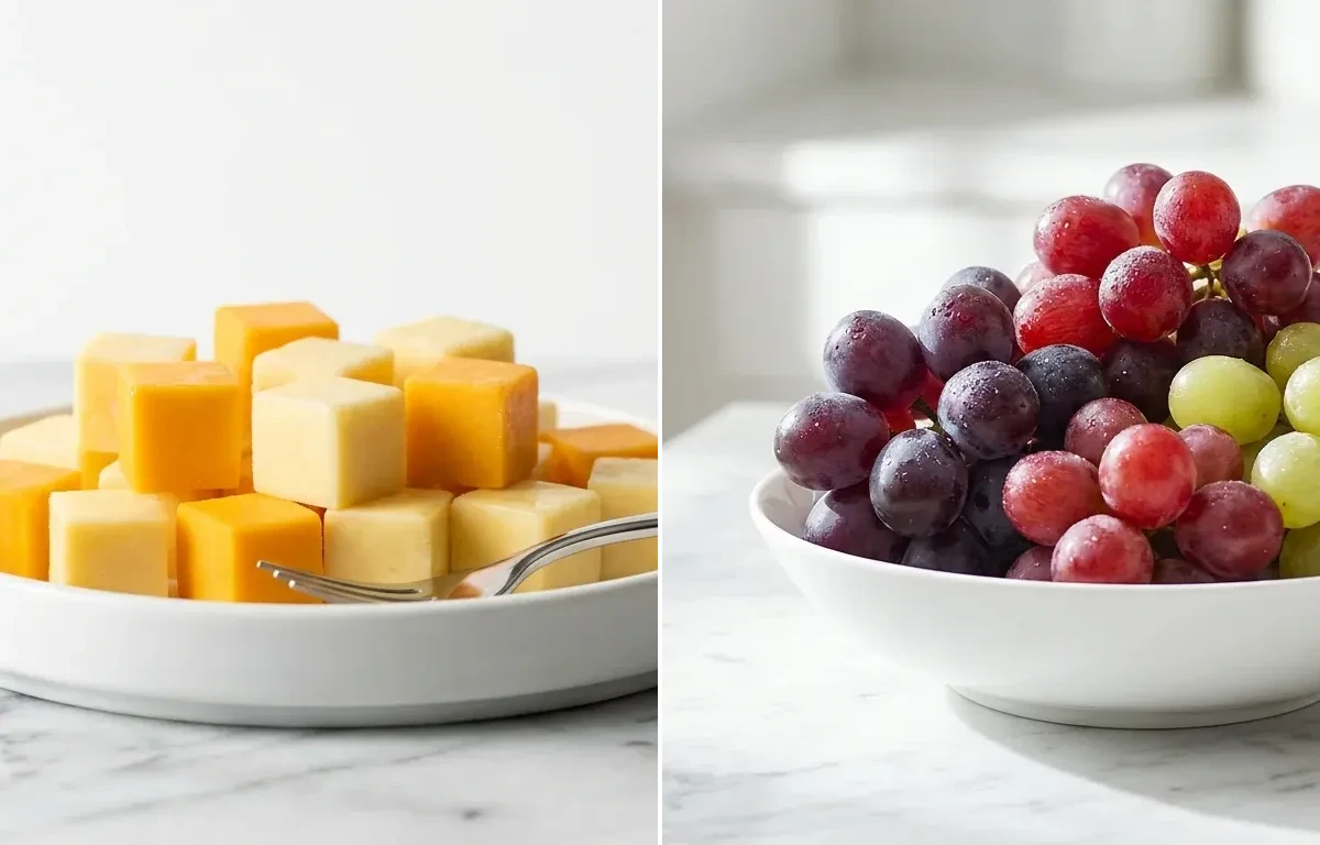 Cheese Cubes with Grapes