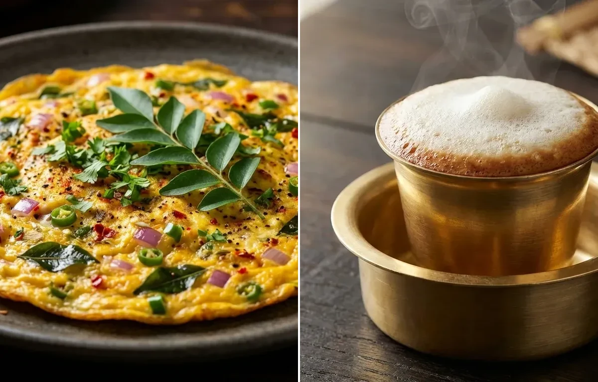 Chettinad Egg Omelette with Filter Coffee