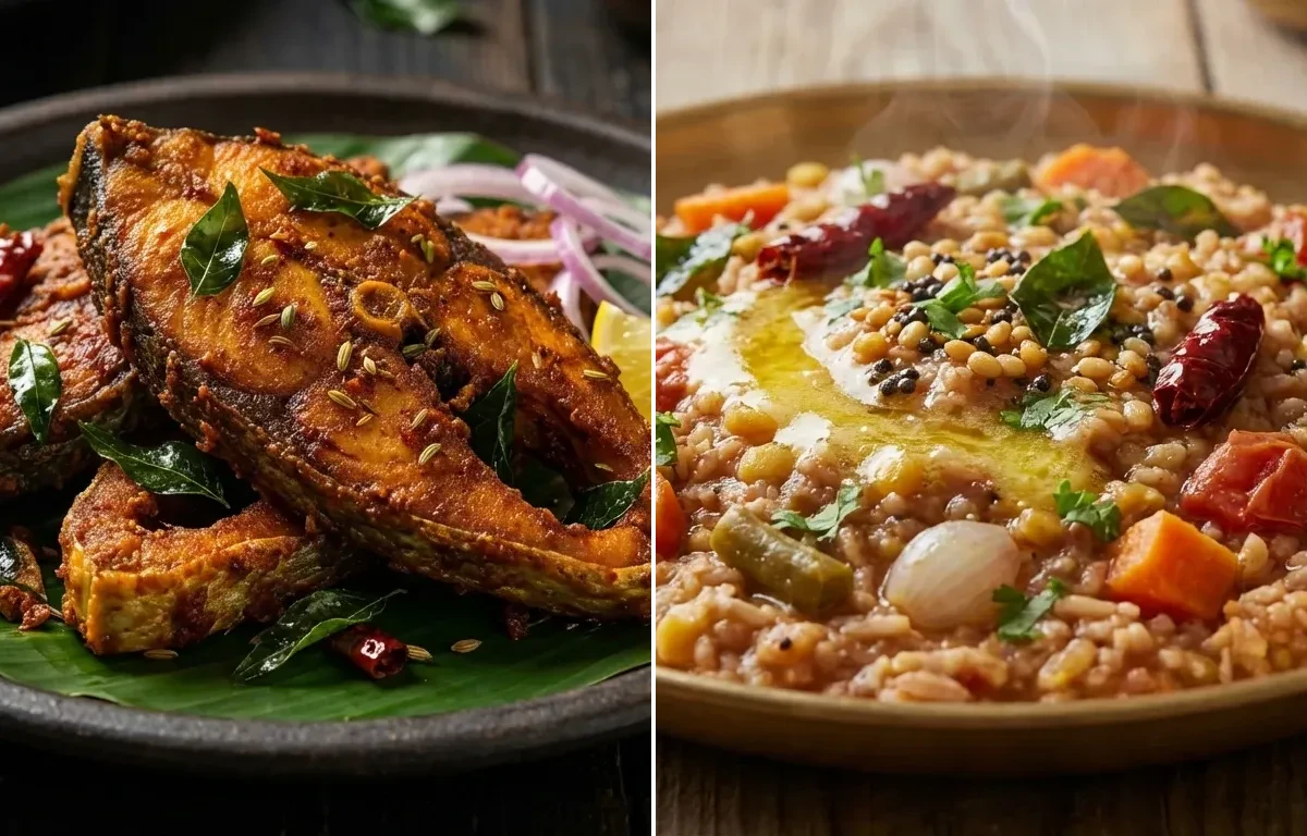 Chettinad Fish Fry with Sambar Rice