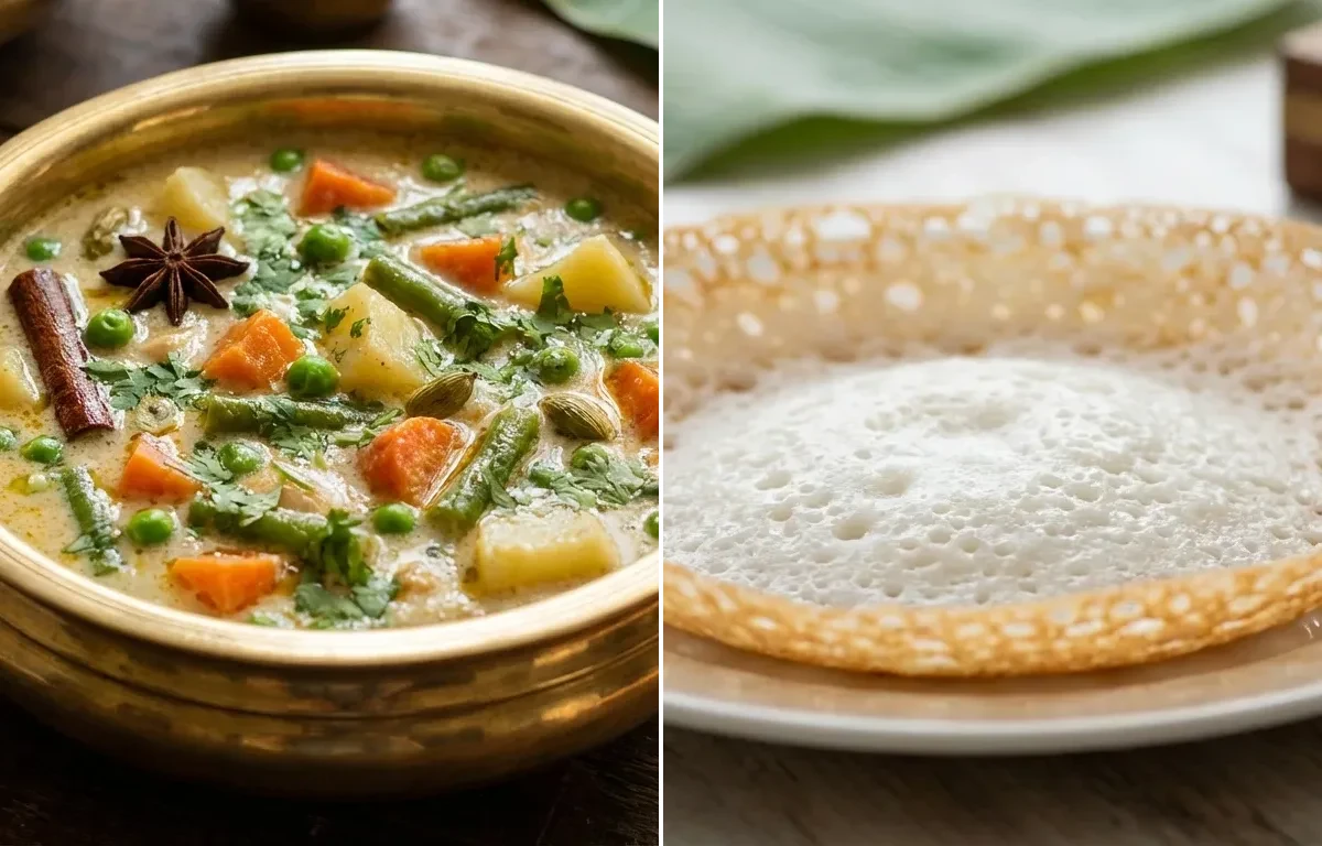 Chettinad Vegetable Kurma with Kerala Appam