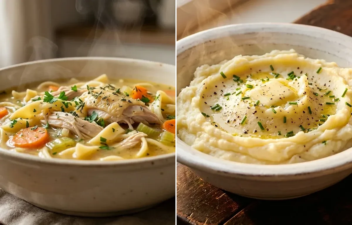 Chicken and Noodles with Mashed Potatoes