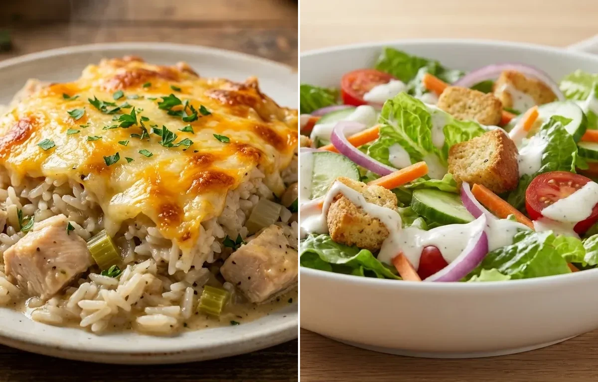 Chicken and Rice Casserole with Side Salad