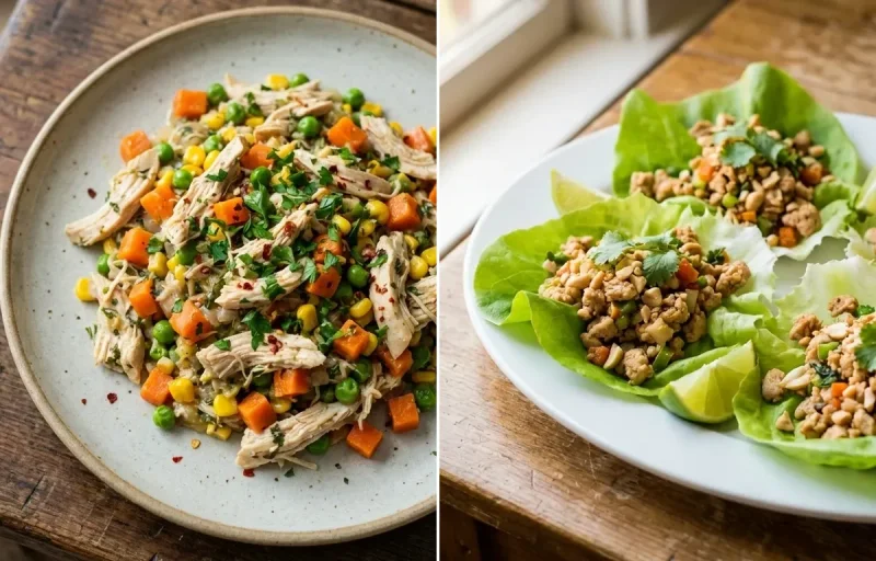 Chicken and Vegetable Filling with Crisp Lettuce Cups