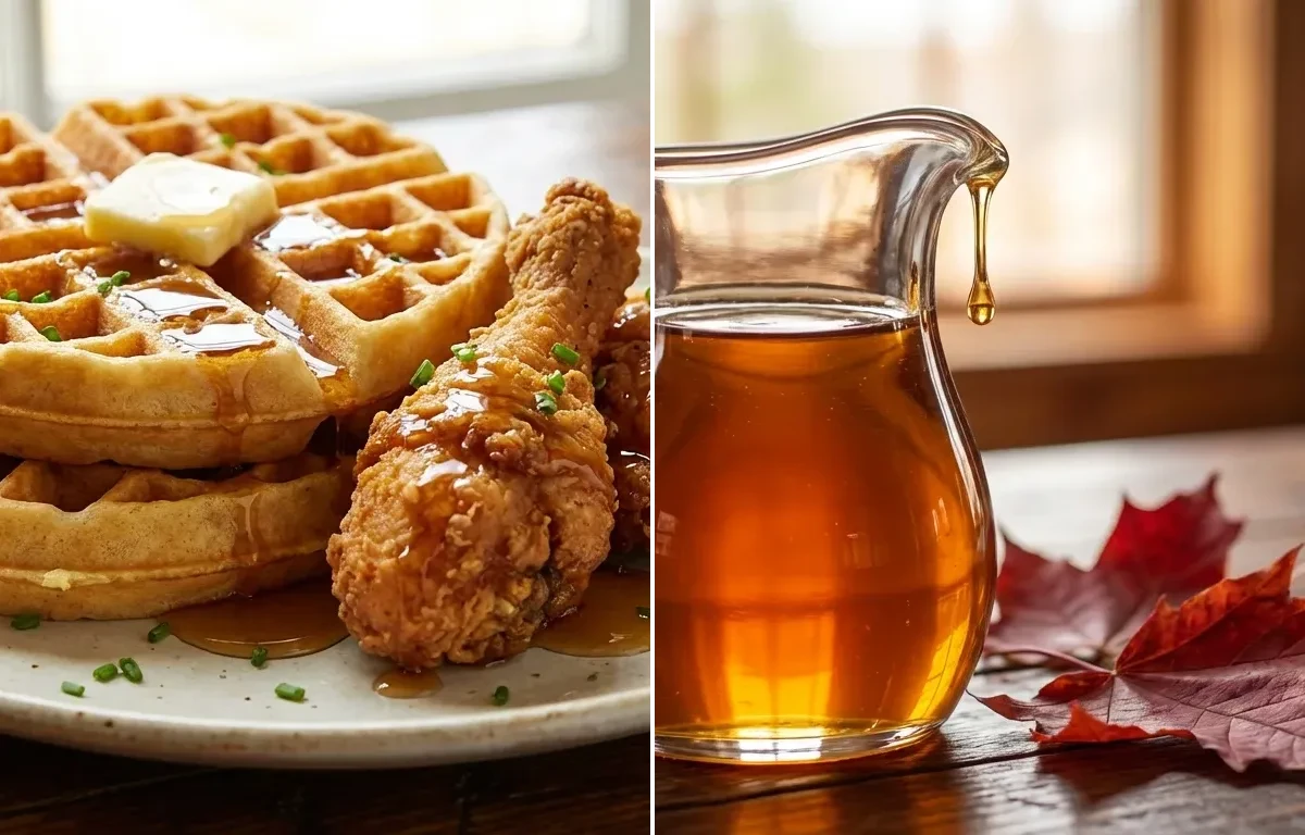 Chicken and Waffles with Maple Syrup