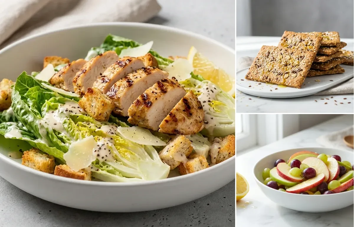 Chicken Caesar Salad with Grapes and Apple