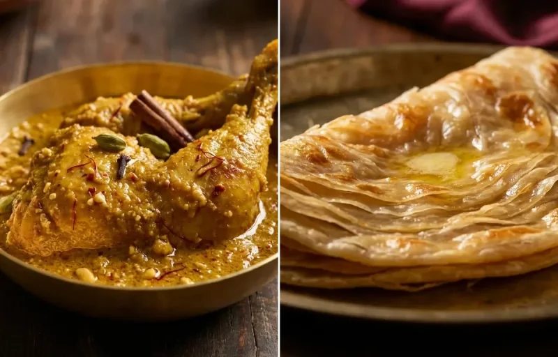 Chicken Chaap with Warqi Paratha