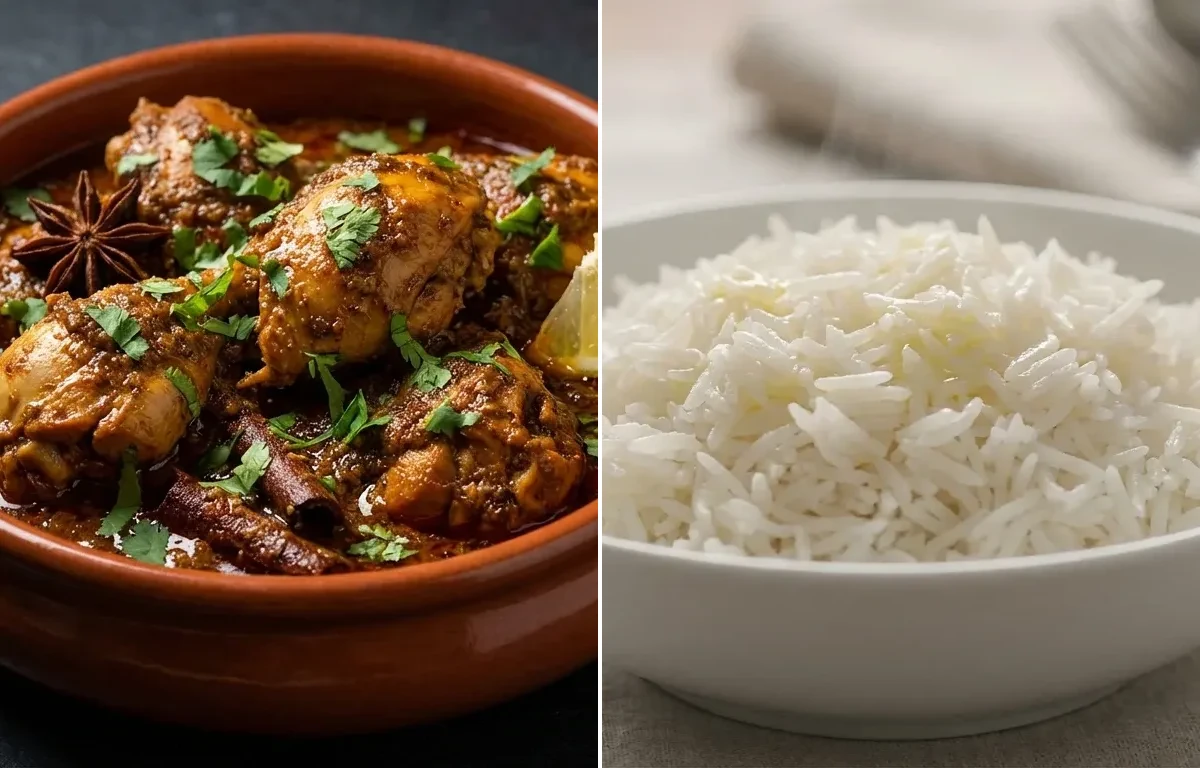 Chicken Chettinad with Steamed Basmati Rice