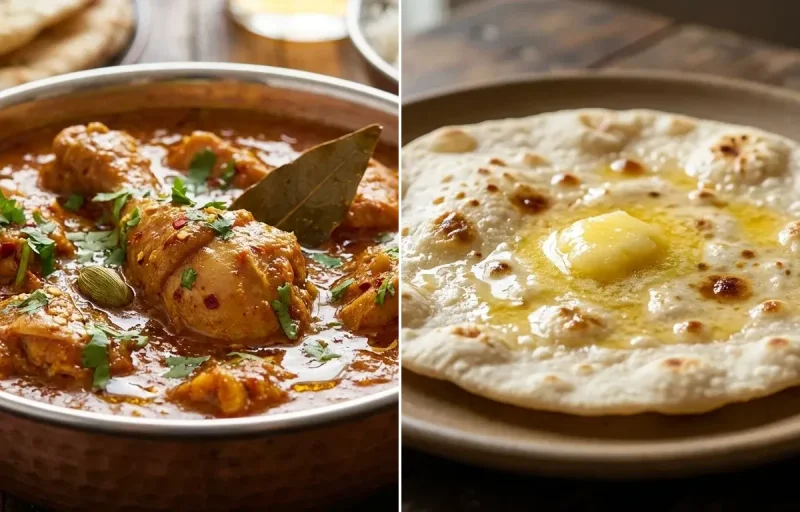 Chicken Curry with Toor Dal Tadka, Jowar Roti and Plain Yogurt Cup