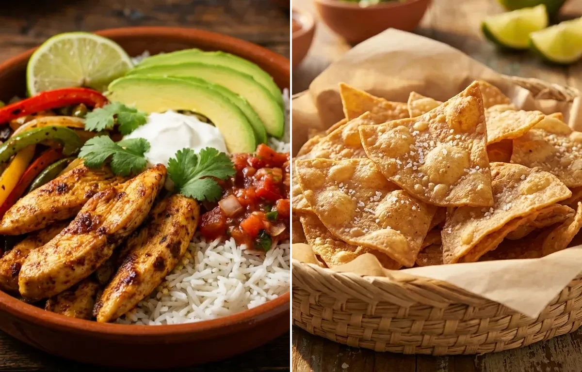 Chicken Fajita Bowl with Tortilla Chips