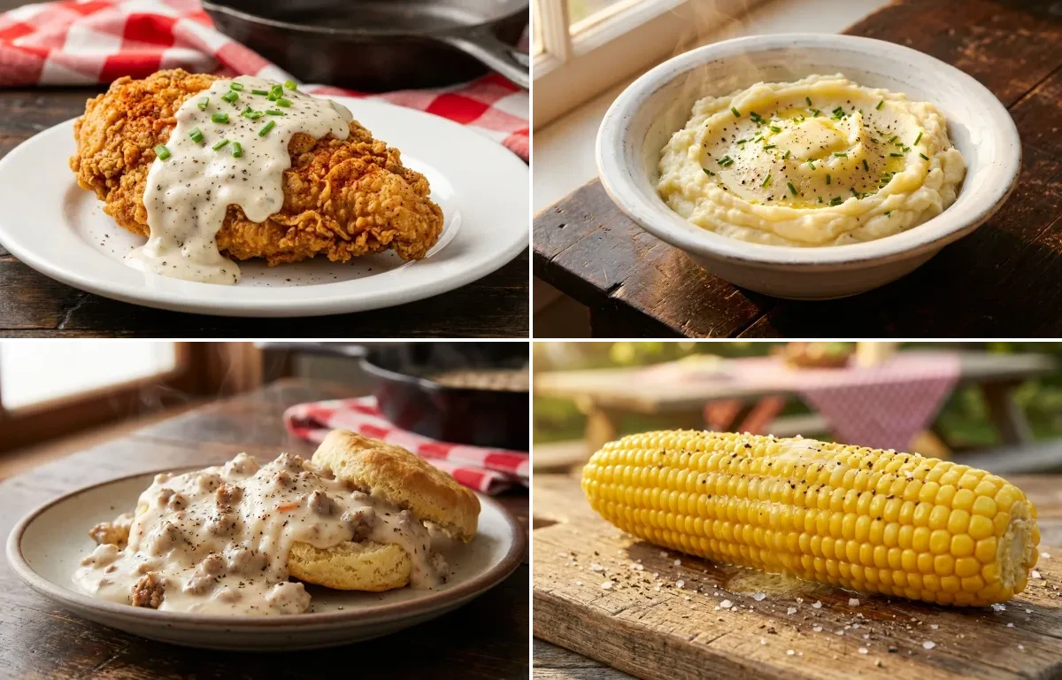 Chicken Fried Chicken with Mashed Potatoes, Country Gravy and Corn on the Cob