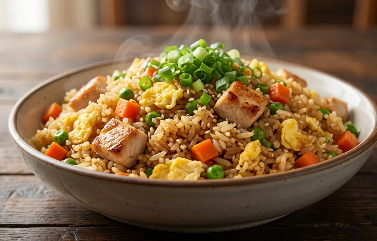 Chicken Fried Rice with Beet Walnut Salad