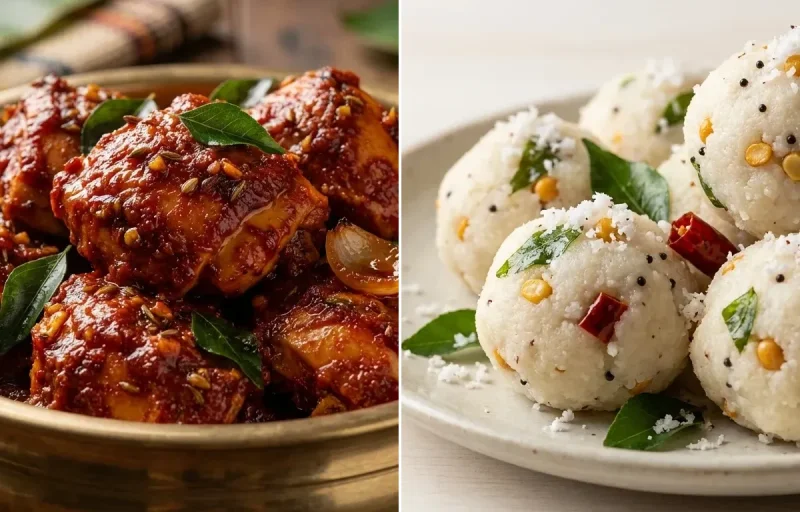 Chicken Ghee Roast with Pundi Gatti