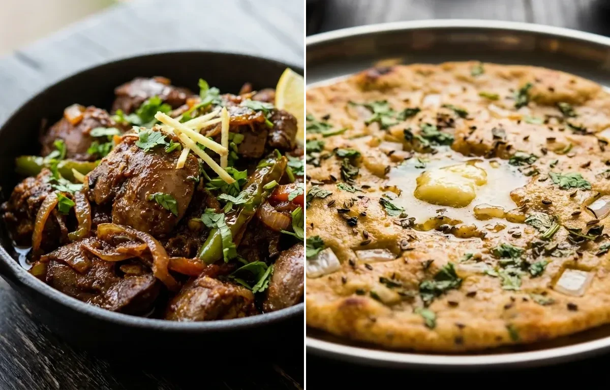 Chicken Kaleji Fry with Missi Roti