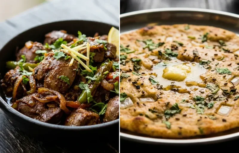 Chicken Kaleji Fry with Missi Roti