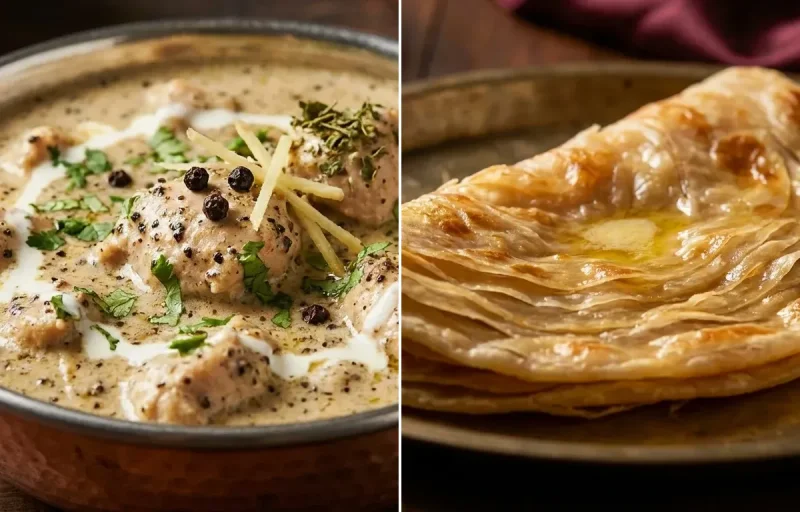 Chicken Kali Mirch with Warqi Paratha
