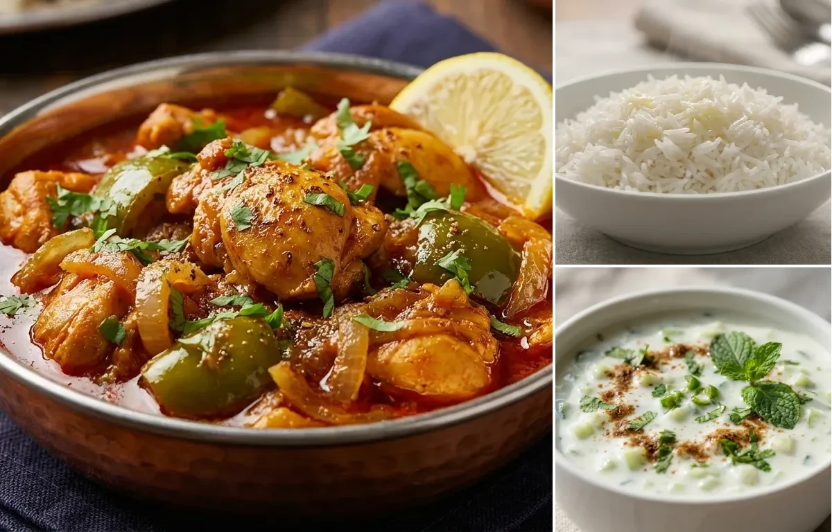 Chicken Kanti with Steamed Basmati Rice and Cucumber Raita