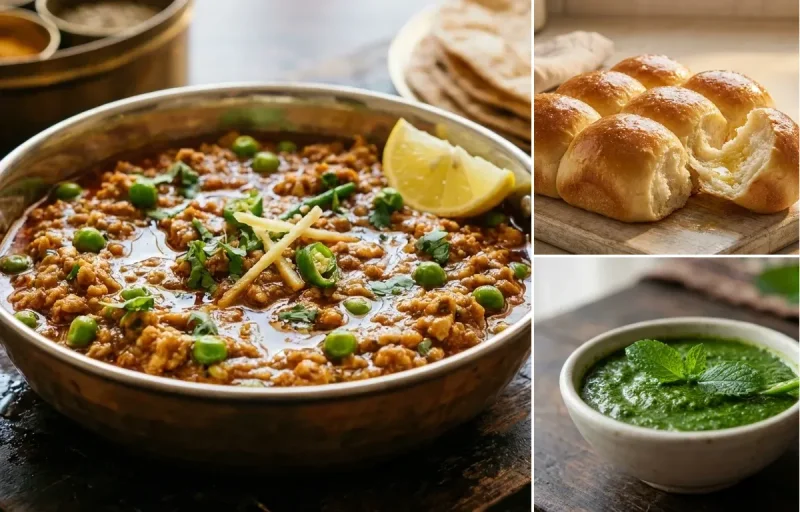 Chicken Keema with Ladi Pav and Mint Chutney