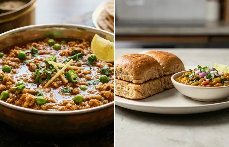 Chicken Keema + Pav (whole wheat)