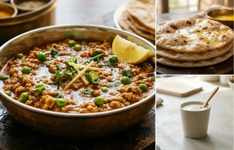 Chicken Keema with Chapati and Plain Yogurt Cup