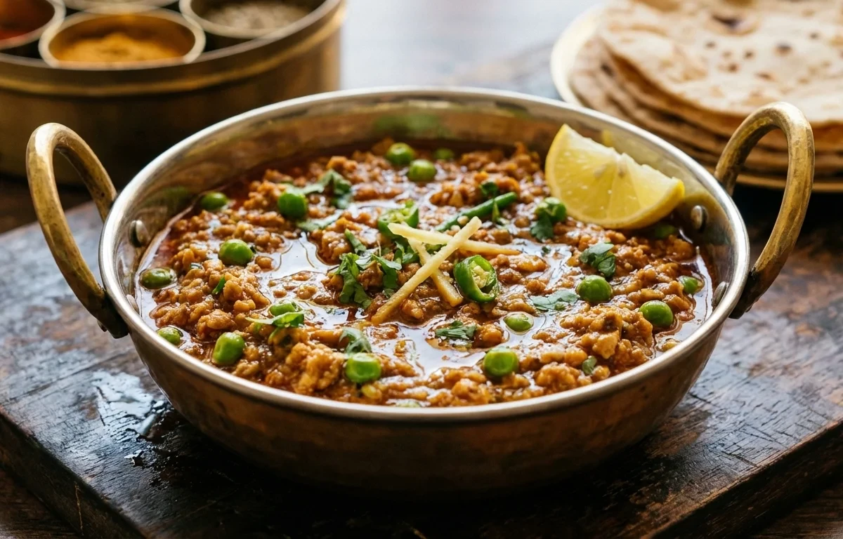 Chicken Keema with Phulka Plate and Spiced Buttermilk
