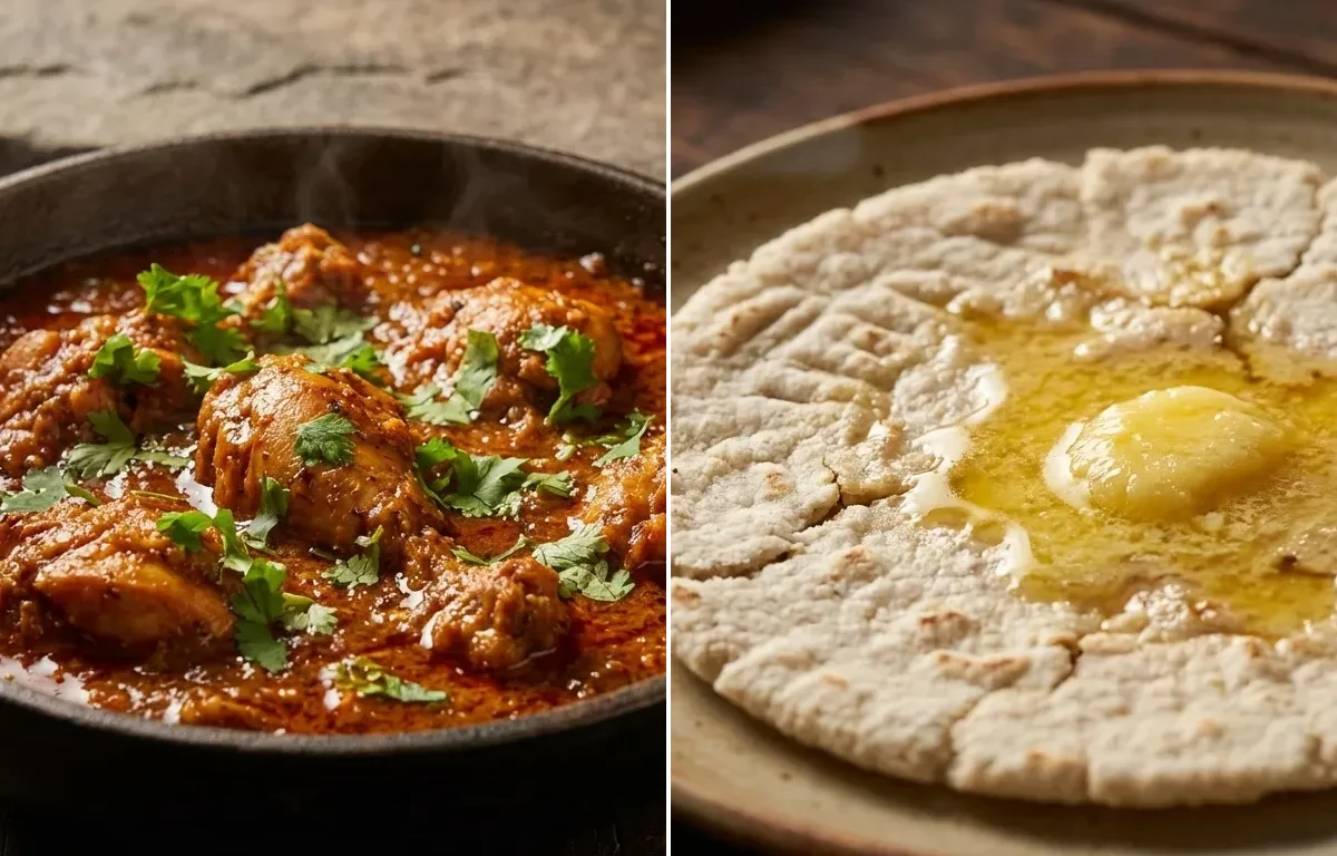 Chicken Kolhapuri with Jowar Bhakri