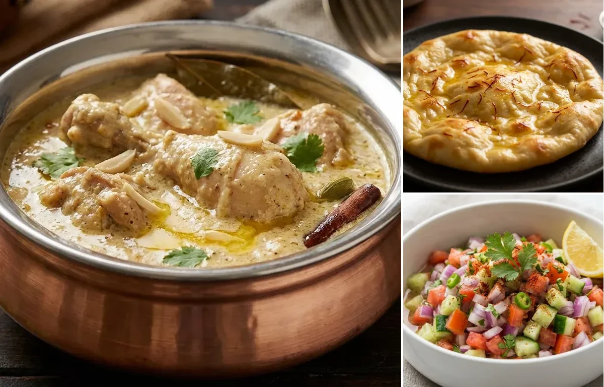 Chicken Korma with Saffron Sheermal