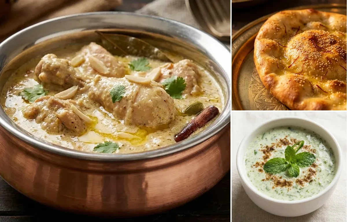 Chicken Korma with Taftan and Mint Raita