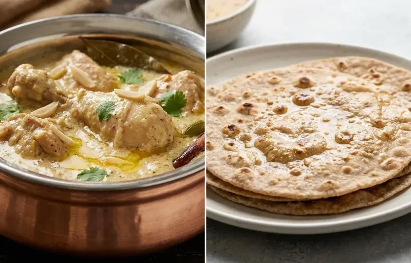 Chicken Korma with No-Salt Whole Wheat Roti and Lassi Sweet