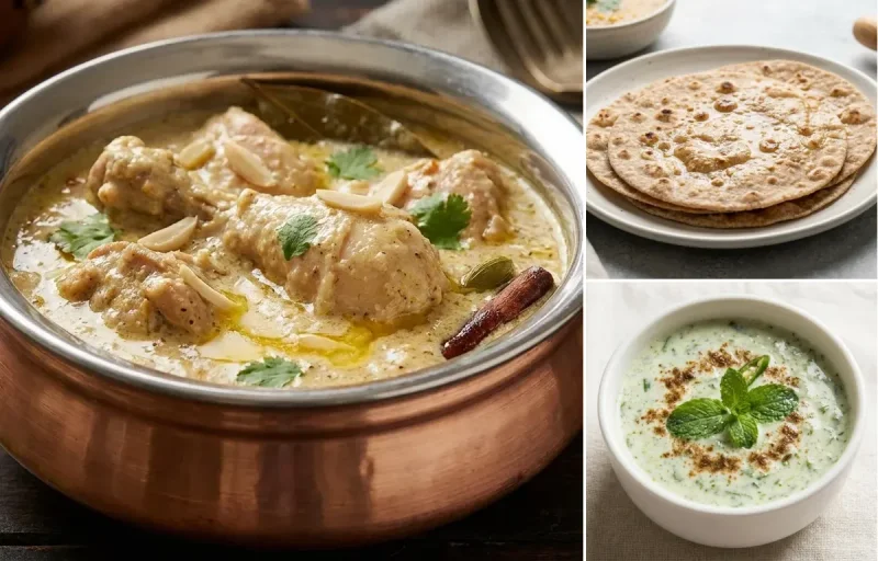 Chicken Korma with No-Salt Whole Wheat Roti and Mint Raita