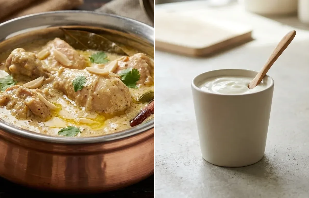 Chicken Korma with Phulka Plate and Plain Yogurt Cup