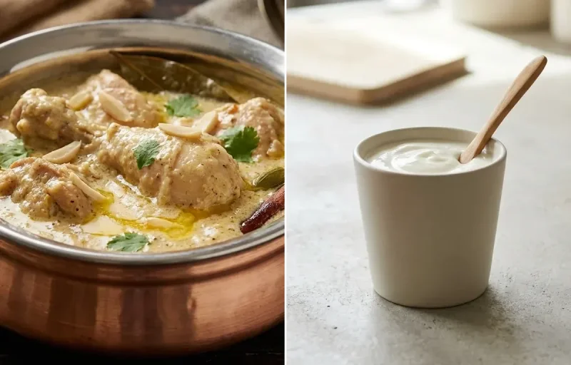 Chicken Korma with Phulka Plate and Plain Yogurt Cup