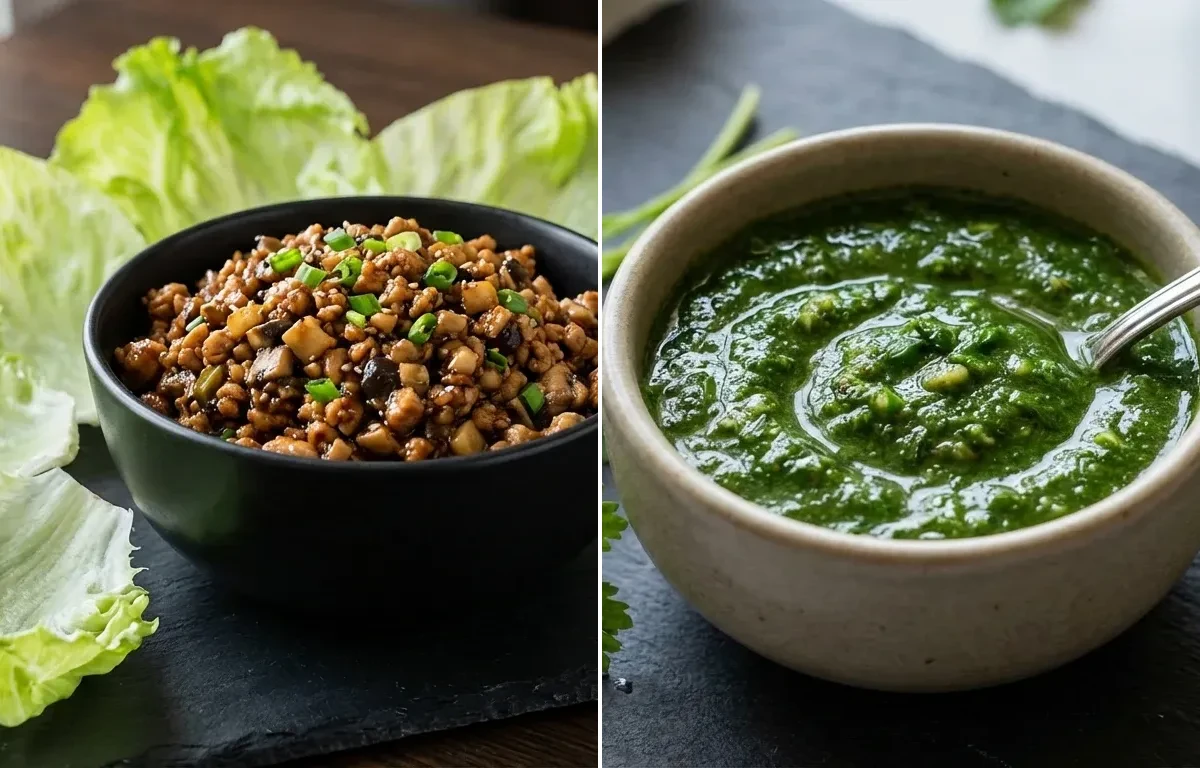 Chicken Lettuce Wraps with Coriander Mint Chutney