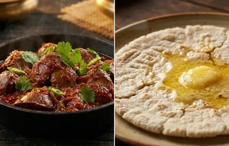 Chicken Liver Masala with Jowar Bhakri
