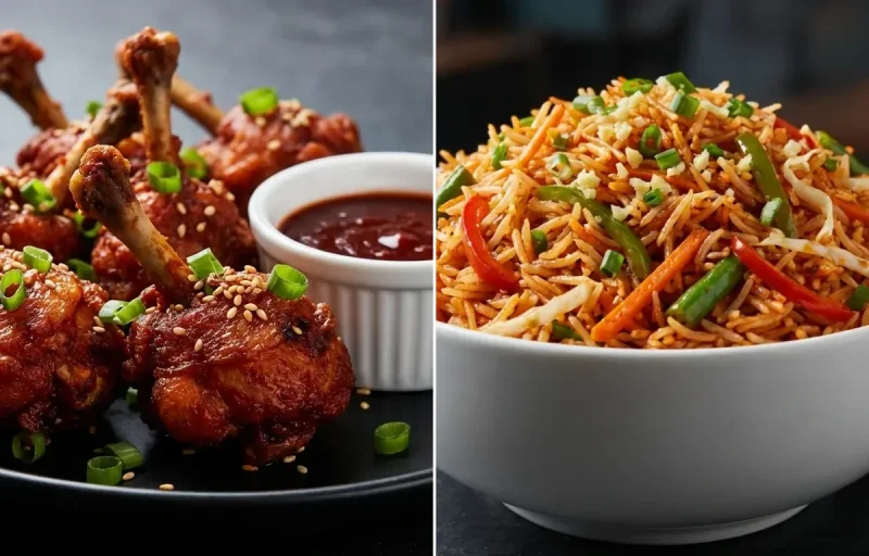 Chicken Lollipop with Schezwan Fried Rice