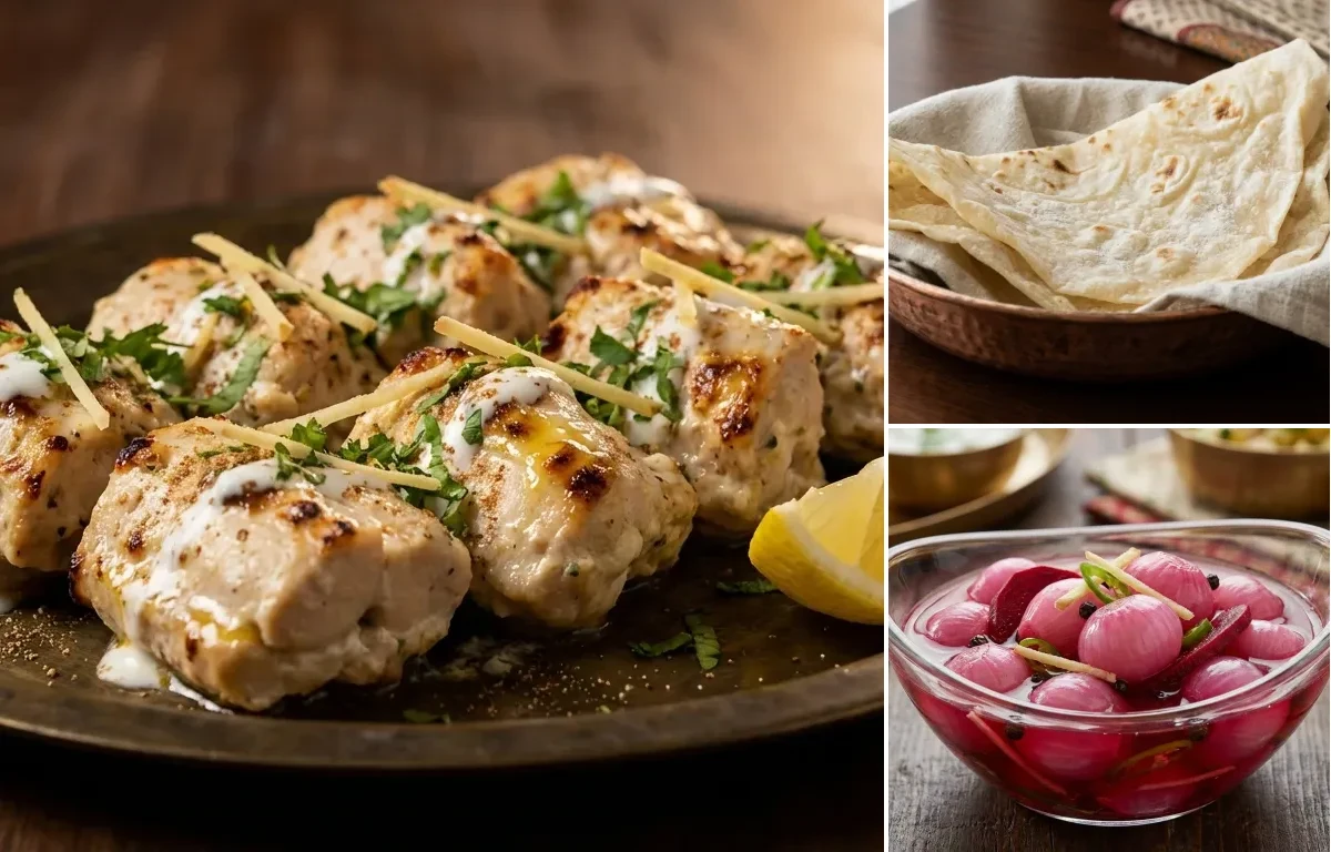 Chicken Malai Tikka with Roomali Roti and Sirke Wale Pyaaz