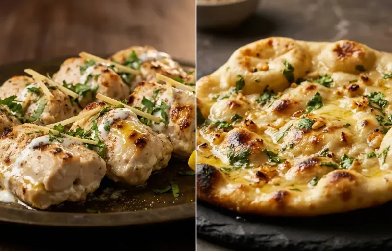 Chicken Malai Tikka with Garlic Naan