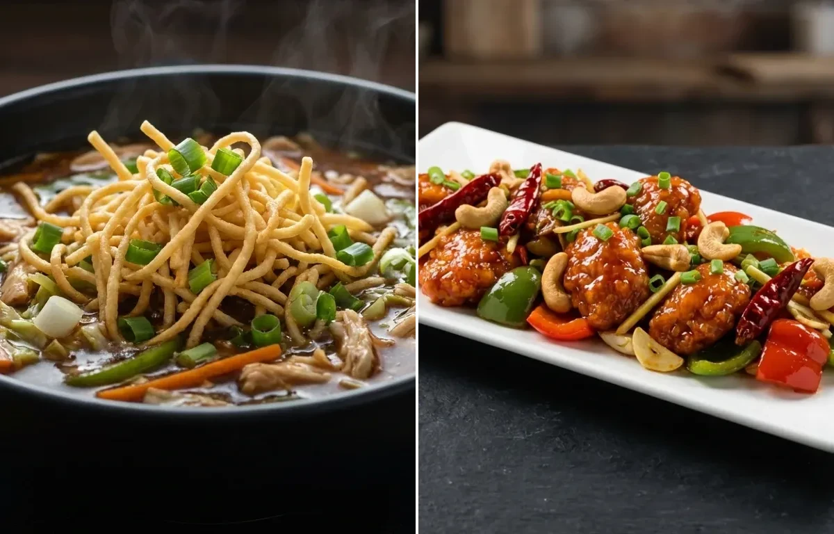 Chicken Manchow Soup with Dragon Chicken