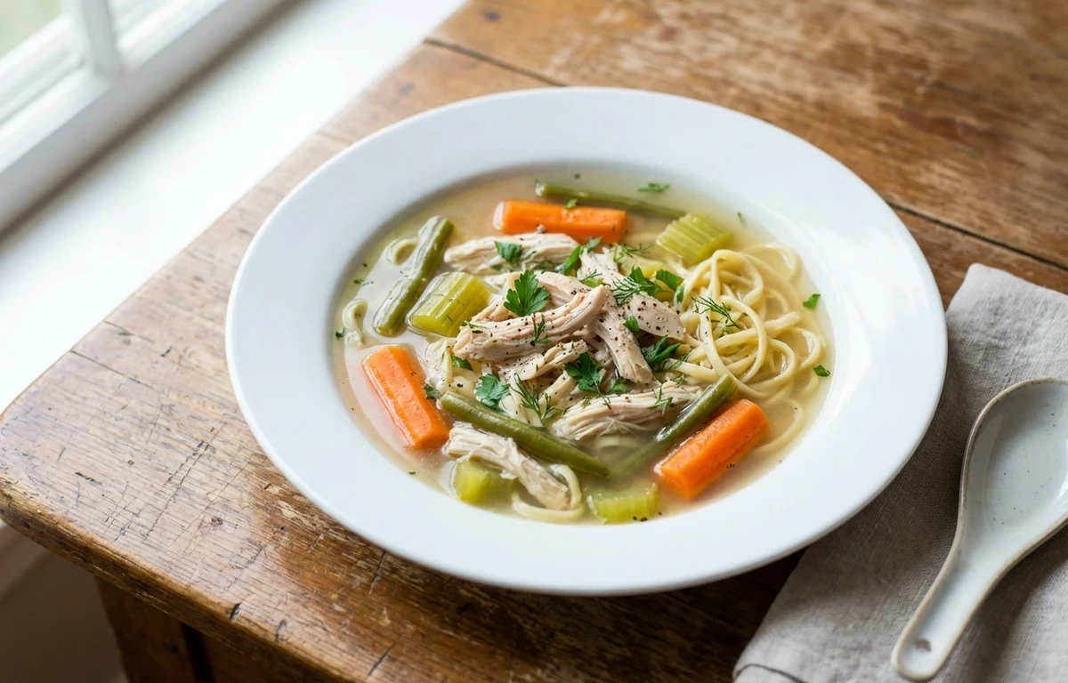 Chicken Noodle Soup with Whole Wheat Roll and Side Salad with Vinaigrette