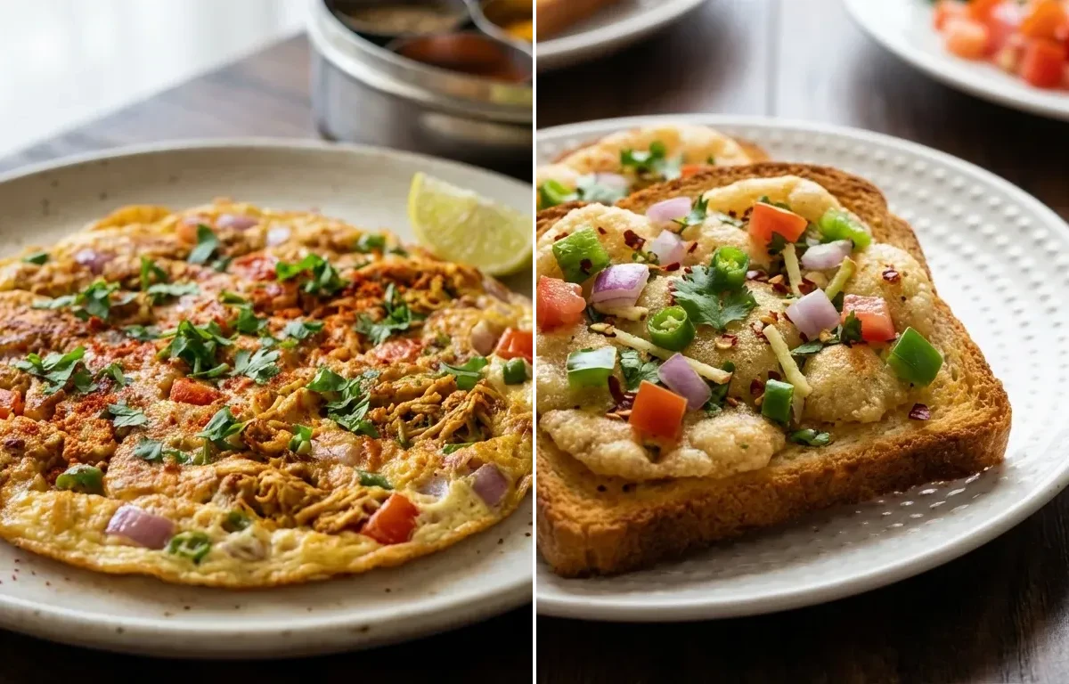 Chicken Omelette with Suji Toast
