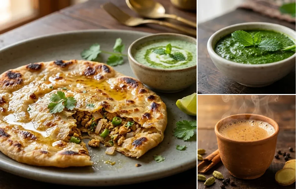 Chicken Paratha with Mint Chutney